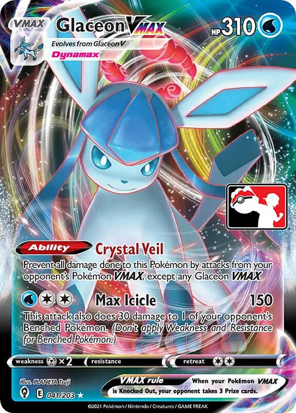 Glaceon VMAX Series 1/2 041/203 (Prize Pack Series Cards)  - Holofoil | Good Games Adelaide SA