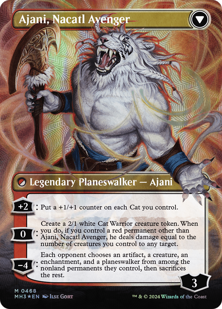 Ajani, Nacatl Pariah // Ajani, Nacatl Avenger (Borderless) (Textured Foil) [Modern Horizons 3] | Good Games Adelaide SA