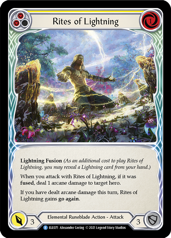 Rites of Lightning (Yellow) [ELE071] (Tales of Aria)  1st Edition Rainbow Foil | Good Games Adelaide SA