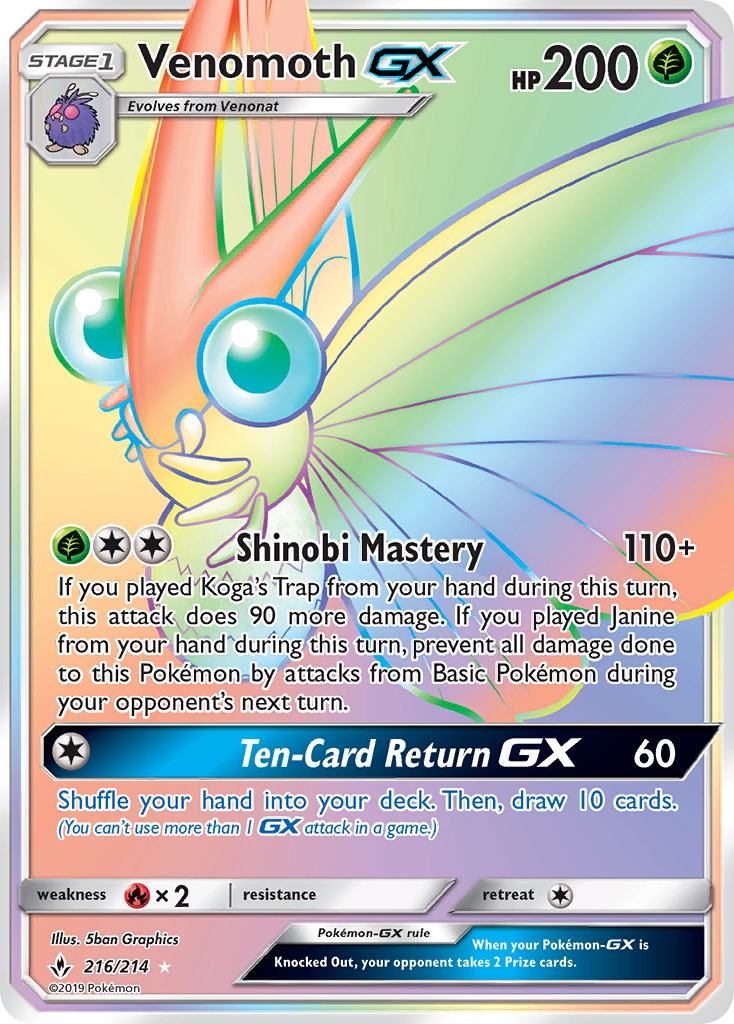 Venomoth GX (216/214) [Sun & Moon: Unbroken Bonds] | Good Games Adelaide SA