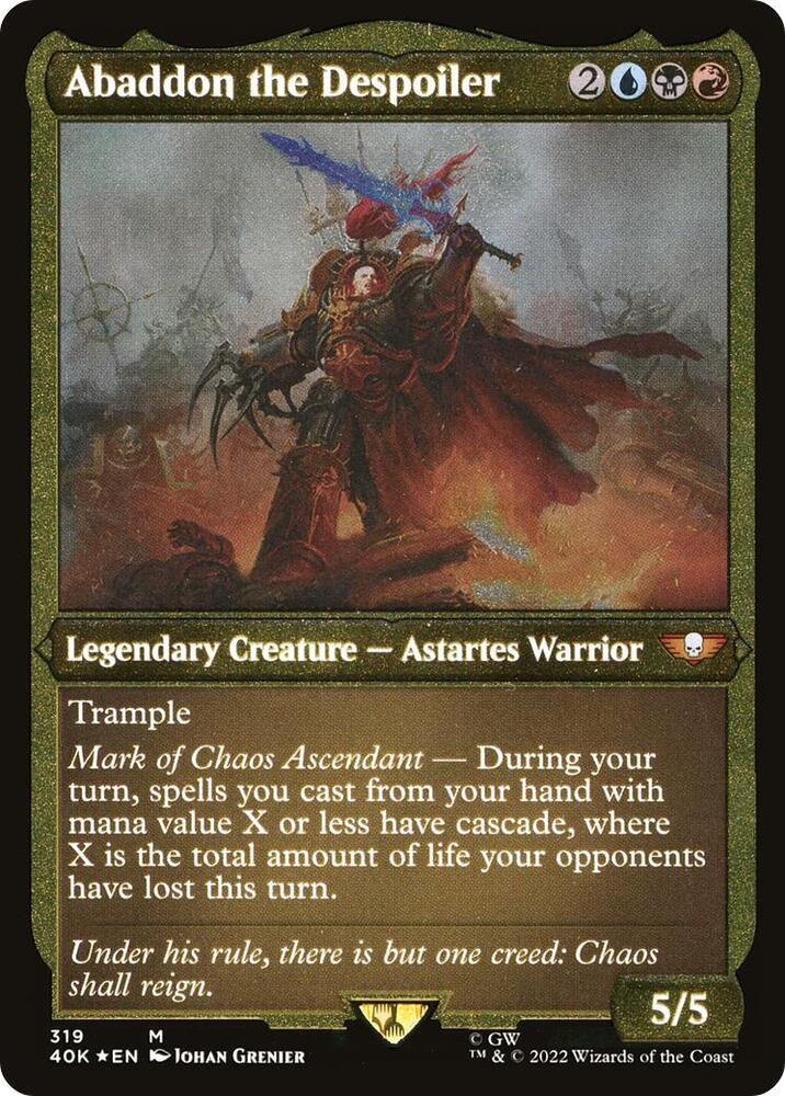 Abaddon the Despoiler Display Commander Foil Etched Thick Stock 319 (Universes Beyond: Warhammer 40,000)  - Foil | Good Games Adelaide SA