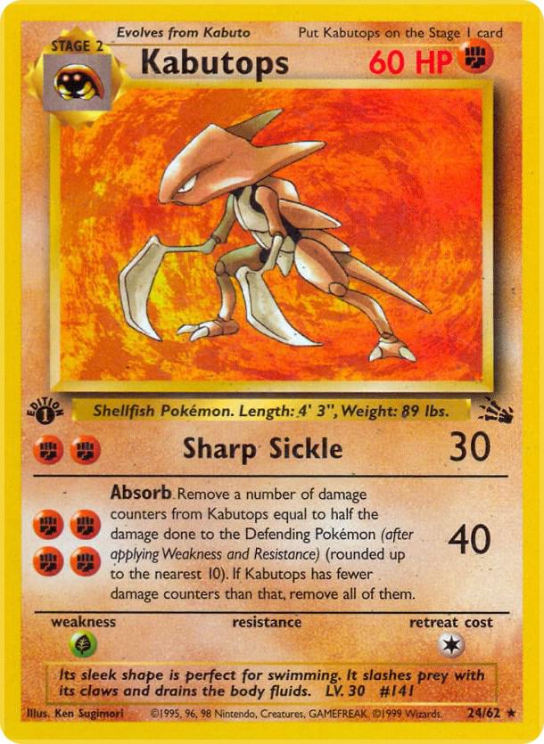 Kabutops  24/62 (Fossil)  - 1st Edition | Good Games Adelaide SA