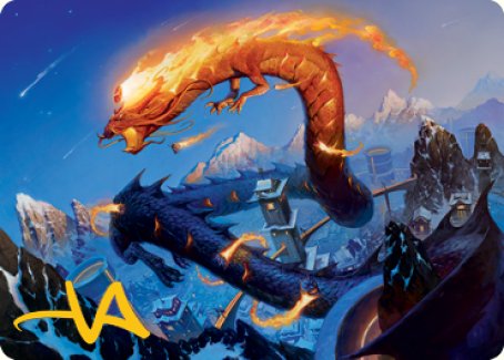 Atsushi, the Blazing Sky 1 Art Card (Gold-Stamped Signature) [Kamigawa: Neon Dynasty Art Series] | Good Games Adelaide SA