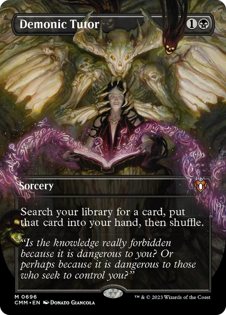 Demonic Tutor (Borderless Alternate Art) [Commander Masters] | Good Games Adelaide SA