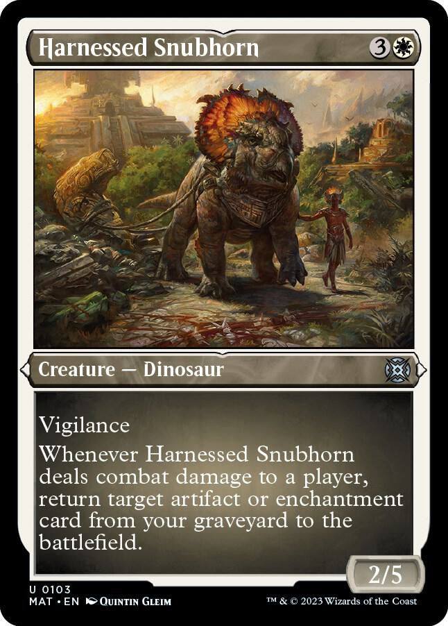 Harnessed Snubhorn Foil Etched 103 (March of the Machine: The Aftermath)  - Foil | Good Games Adelaide SA