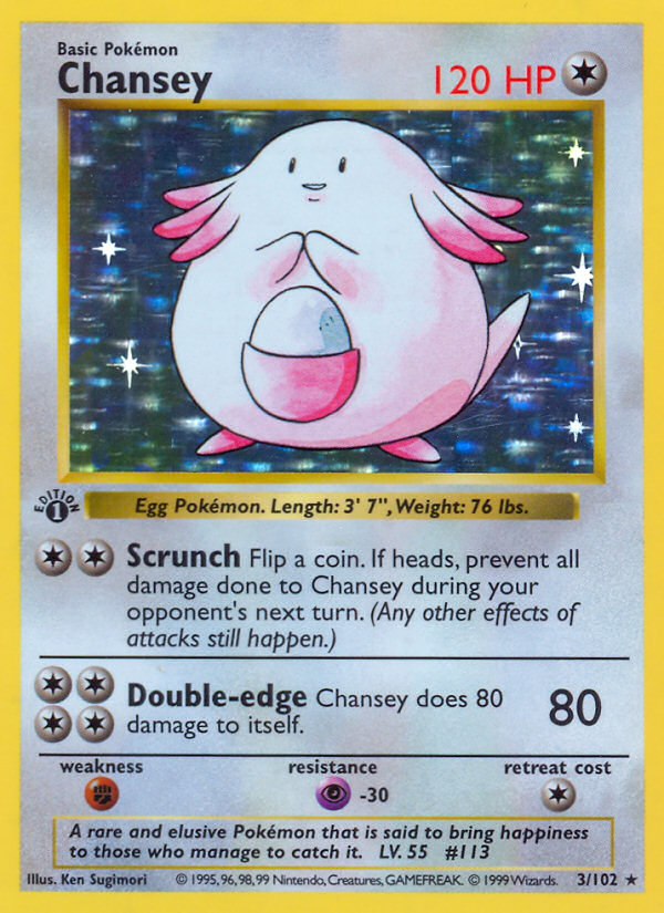 Chansey (3/102) (Shadowless) [Base Set 1st Edition] | Good Games Adelaide SA