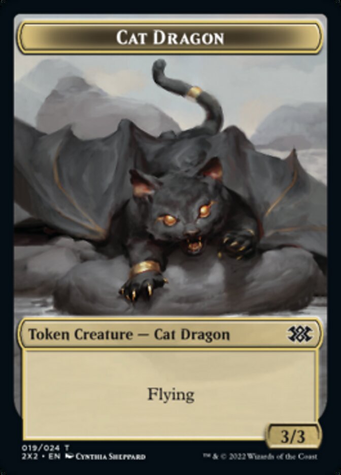 Cat Dragon // Spirit Double-sided Token [Double Masters 2022 Tokens] | Good Games Adelaide SA