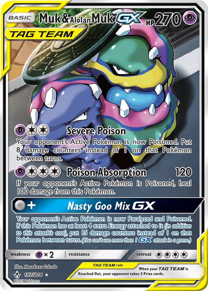 Muk and Alolan Muk GX Full Art 197/214 (SM - Unbroken Bonds)  - Holofoil | Good Games Adelaide SA