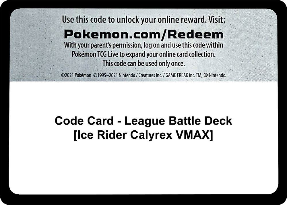 Code Card League Battle Deck Ice Rider Calyrex VMAX  (Miscellaneous Cards & Products)  | Good Games Adelaide SA