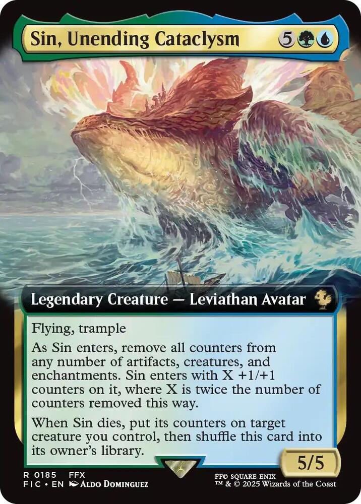 Sin Unending Cataclysm Extended Art 185 (Commander: FINAL FANTASY)  - Extended Art Foil | Good Games Adelaide SA