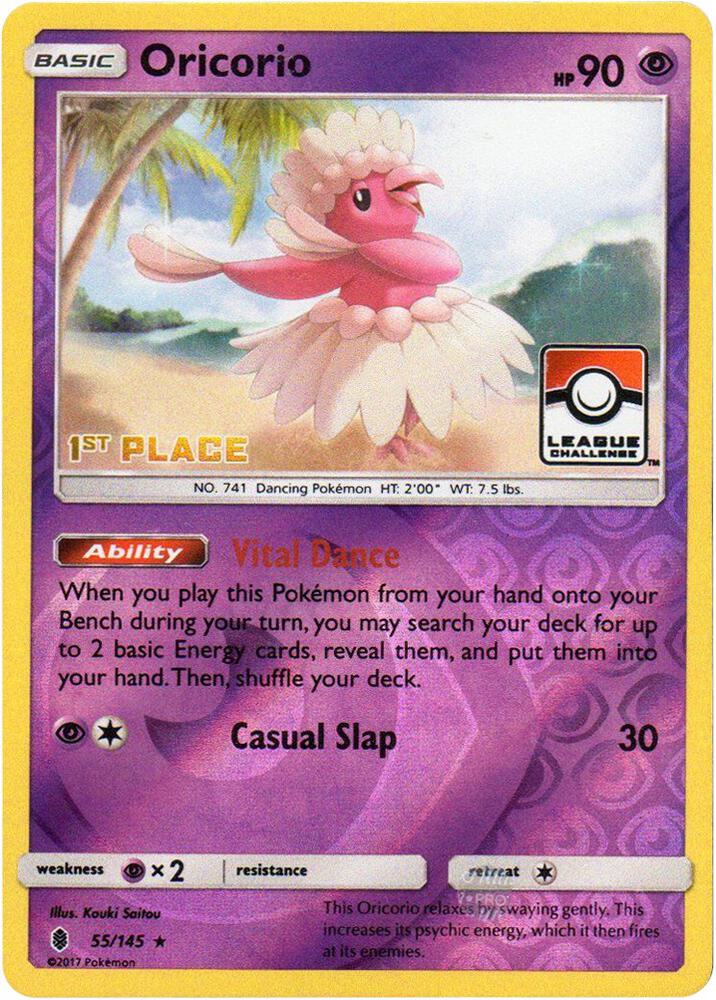 Oricorio 55 145 League Challenge 1st Place 055/145 (League & Championship Cards)  - Reverse Holofoil | Good Games Adelaide SA