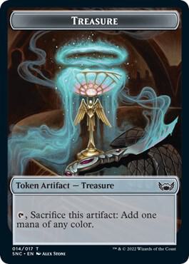 Treasure 014 Rhino Warrior Double Sided Token 14 // 11 (Streets of New Capenna)  - Foil | Good Games Adelaide SA
