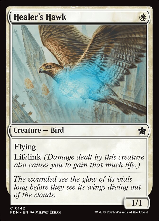 Healer's Hawk 142 (Foundations)  - Foil | Good Games Adelaide SA