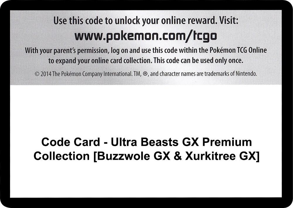 Code Card Ultra Beasts GX Premium Collection Buzzwole GX and Xurkitree GX  (SM - Crimson Invasion)  | Good Games Adelaide SA