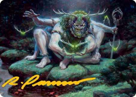 Myojin of Towering Might Art Card (Gold-Stamped Signature) [Kamigawa: Neon Dynasty Art Series] | Good Games Adelaide SA