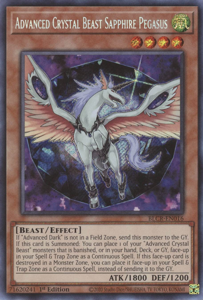 Advanced Crystal Beast Sapphire Pegasus [BLCR-EN016] Secret Rare | Good Games Adelaide SA
