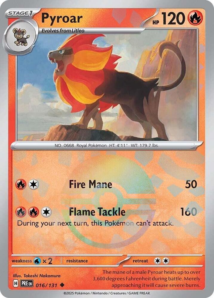 Pyroar (016/131) (Poke Ball Pattern) [Scarlet & Violet: Prismatic Evolutions] | Good Games Adelaide SA