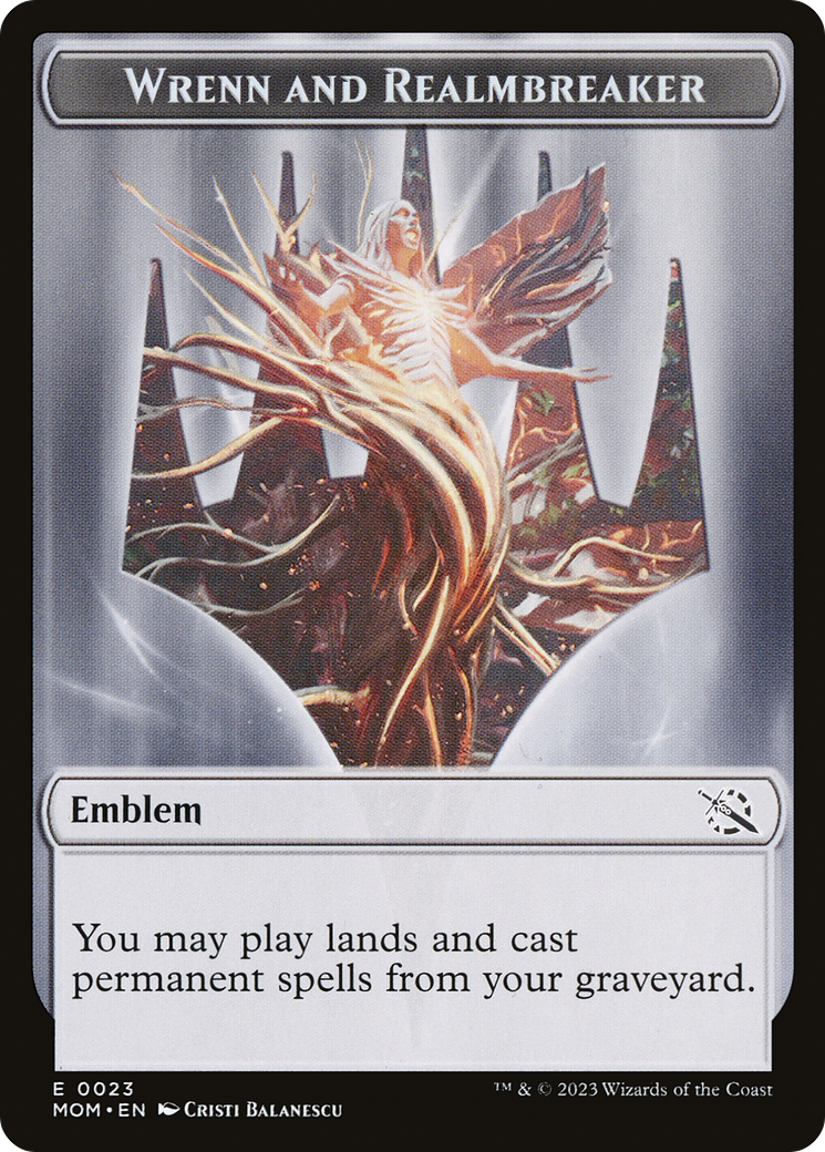 Warrior // Wrenn and Realmbreaker Emblem Double-Sided Token [March of the Machine Tokens] | Good Games Adelaide SA