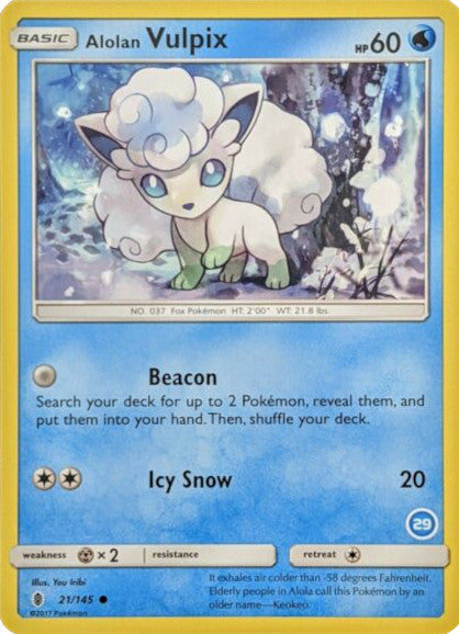 Alolan Vulpix (21/145) (Deck Exclusive #29) [Sun & Moon: Trainer Kit - Alolan Ninetales] | Good Games Adelaide SA