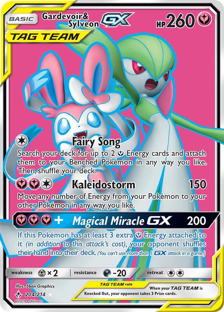 Gardevoir and Sylveon GX Full Art 204/214 (SM - Unbroken Bonds)  - Holofoil | Good Games Adelaide SA