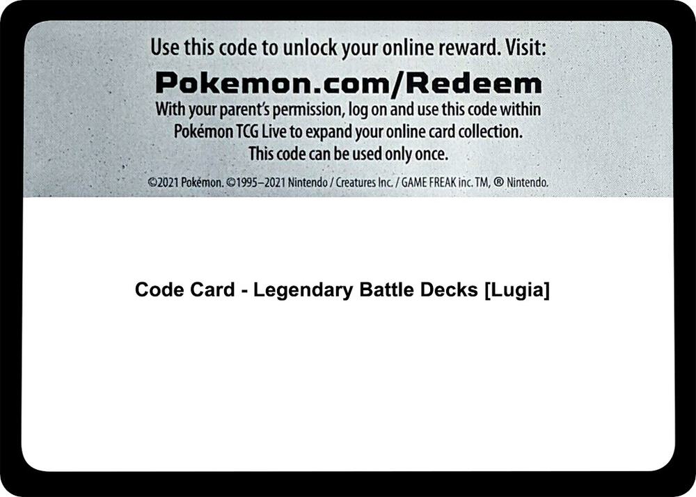 Code Card Legendary Battle Decks Lugia  (SM - Guardians Rising)  | Good Games Adelaide SA