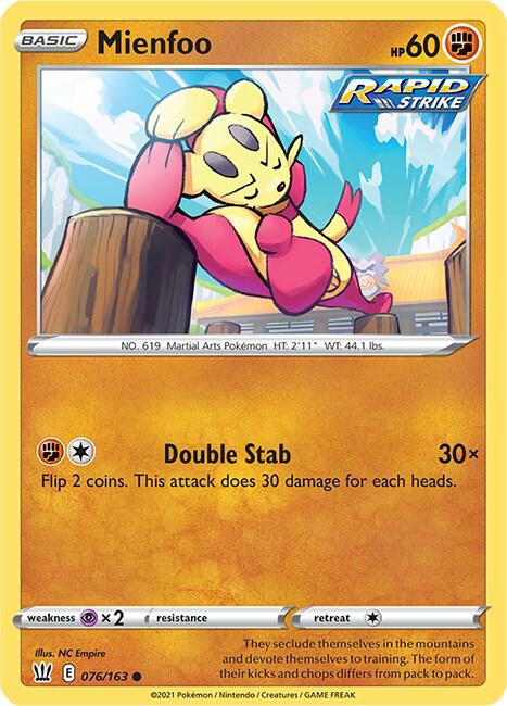 Mienfoo 076/163 (SWSH05: Battle Styles)  | Good Games Adelaide SA