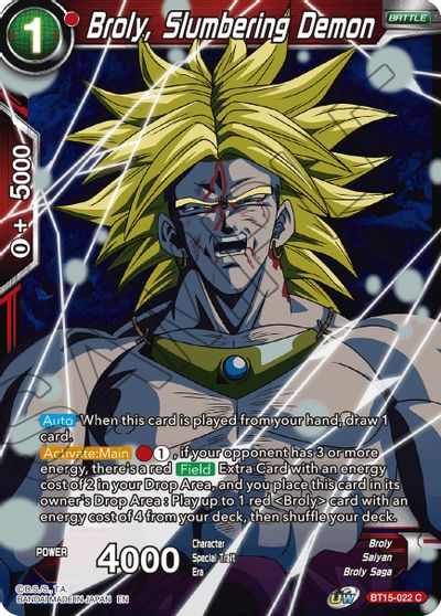Broly, Slumbering Demon (BT15-022) [Saiyan Showdown] | Good Games Adelaide SA