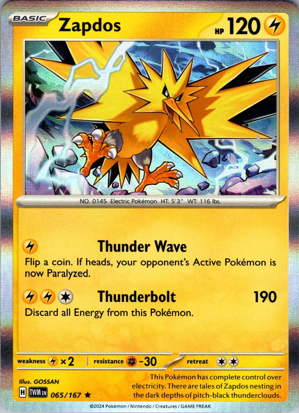 Zapdos (065/167) [Scarlet & Violet: Twilight Masquerade] | Good Games Adelaide SA