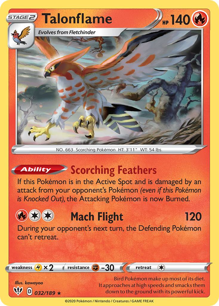 Talonflame (032/189) [Sword & Shield: Darkness Ablaze] | Good Games Adelaide SA
