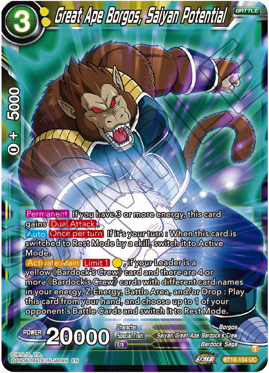 Great Ape Borgos, Saiyan Potential (BT18-104) [Dawn of the Z-Legends] | Good Games Adelaide SA