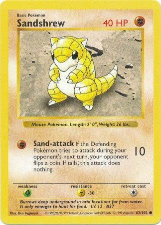 Sandshrew (62/102) [Base Set Shadowless Unlimited] | Good Games Adelaide SA