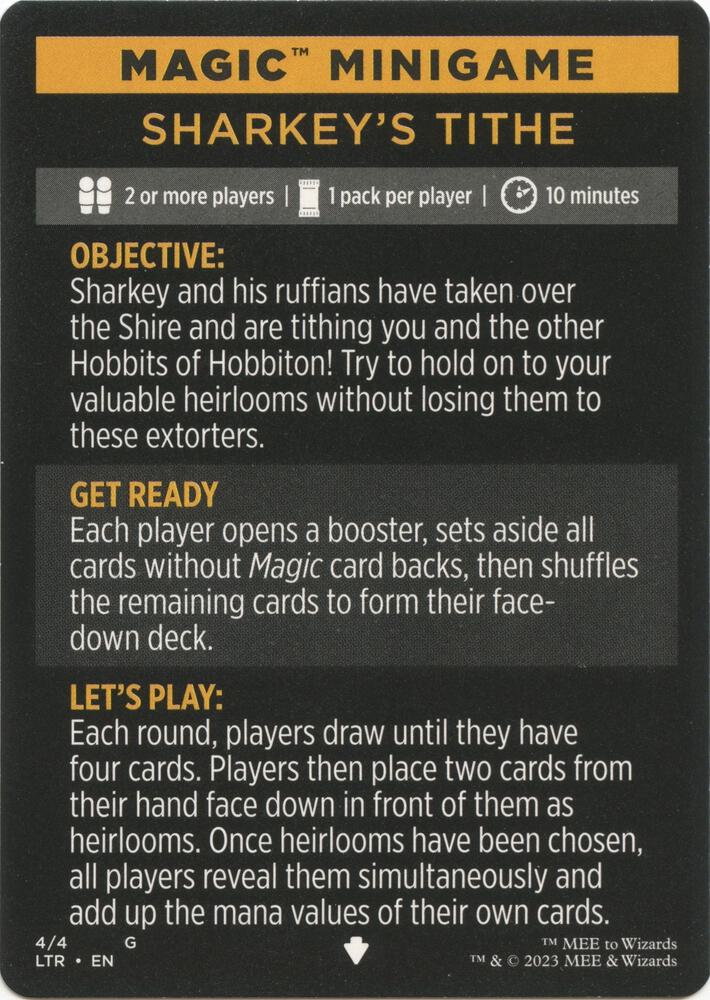 Magic Minigame Sharkeys Tithe 4 (Universes Beyond: The Lord of the Rings: Tales of Middle-earth)  | Good Games Adelaide SA