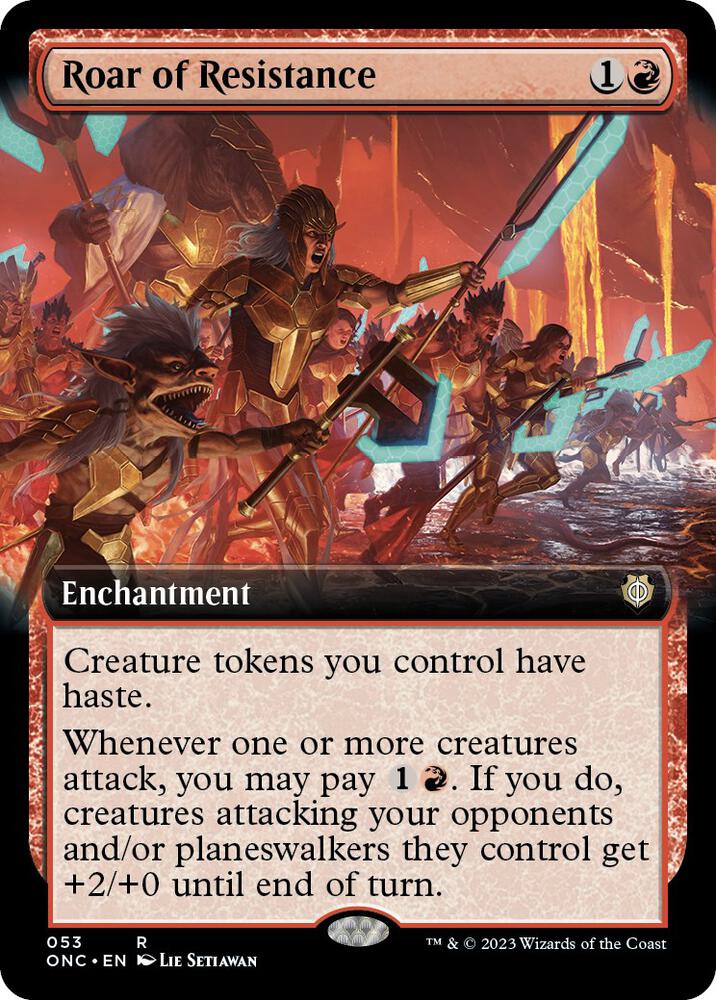 Roar of Resistance Extended Art 53 (Commander: Phyrexia: All Will Be One)  - Extended Art | Good Games Adelaide SA