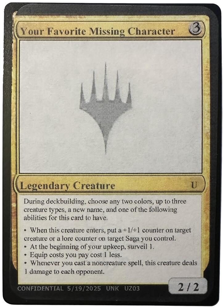 Your Favorite Missing Character  (Un-Known Event Playtest Cards)  | Good Games Adelaide SA
