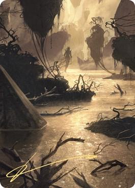 Murkwater Pathway Art Card Gold Stamped Signature 26 (Art Series: Zendikar Rising)  | Good Games Adelaide SA
