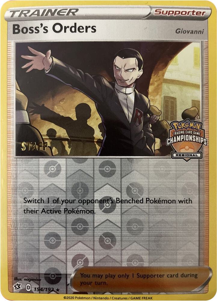 Boss's Orders Regional Championships Staff 154/192 (League & Championship Cards)  - Reverse Holofoil | Good Games Adelaide SA