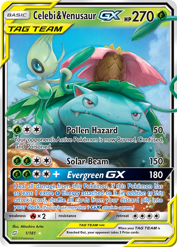 Celebi & Venusaur GX (1/181) [Sun & Moon: Team Up] | Good Games Adelaide SA