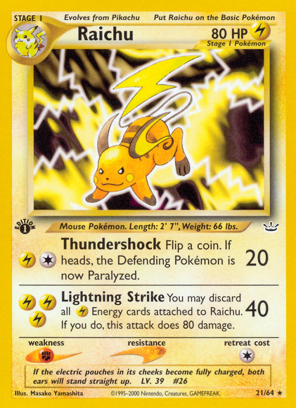 Raichu (21/64) [Neo Revelation 1st Edition] | Good Games Adelaide SA