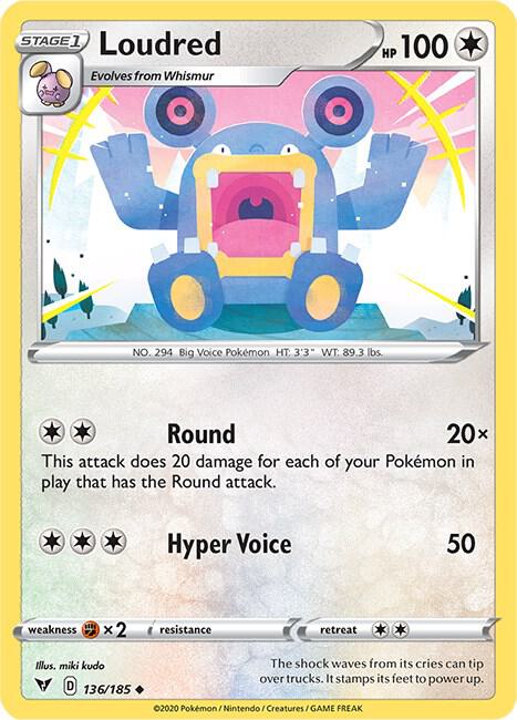 Loudred 136/185 (SWSH04: Vivid Voltage)  - Reverse Holofoil | Good Games Adelaide SA