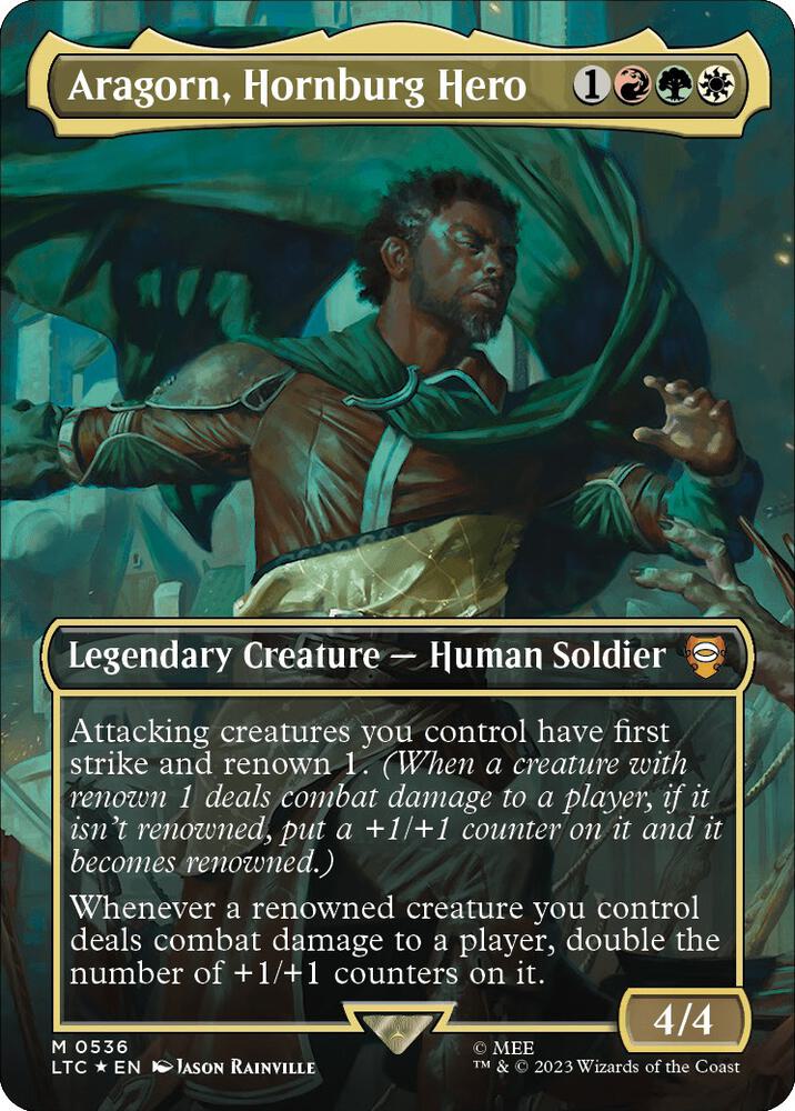 Aragorn, Hornburg Hero 536 (Commander: The Lord of the Rings: Tales of Middle-earth)  - Borderless Surge Foil | Good Games Adelaide SA