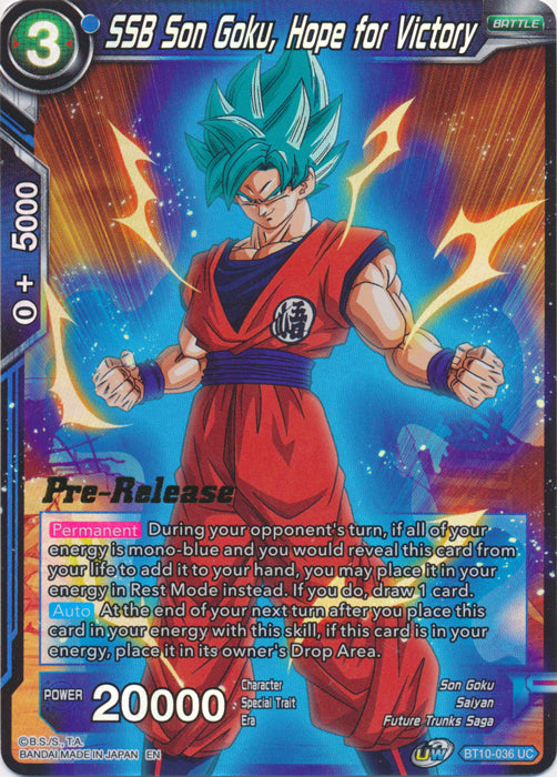 SSB Son Goku, Hope for Victory (BT10-036) [Rise of the Unison Warrior Prerelease Promos] | Good Games Adelaide SA