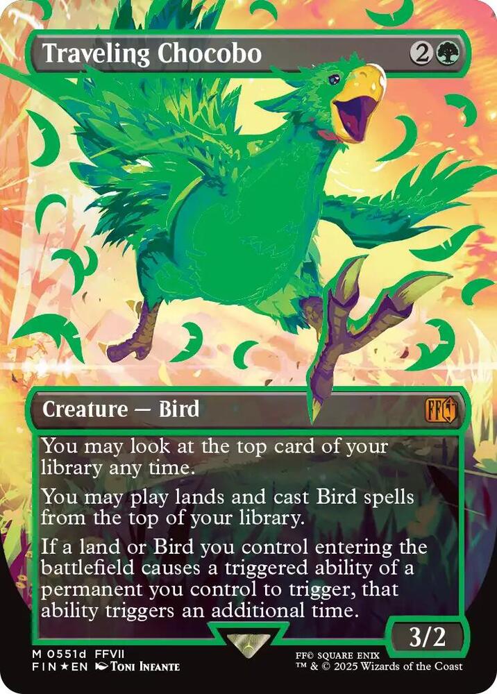 Traveling Chocobo Green 551d/309 (FINAL FANTASY)  - Borderless Neon Ink Foil | Good Games Adelaide SA