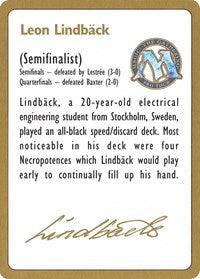 1996 Leon Lindback Biography Card [World Championship Decks] | Good Games Adelaide SA