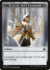 Warrior // Elspeth, Sun's Champion Emblem Double-Sided Token [March of the Machine Commander Tokens] | Good Games Adelaide SA