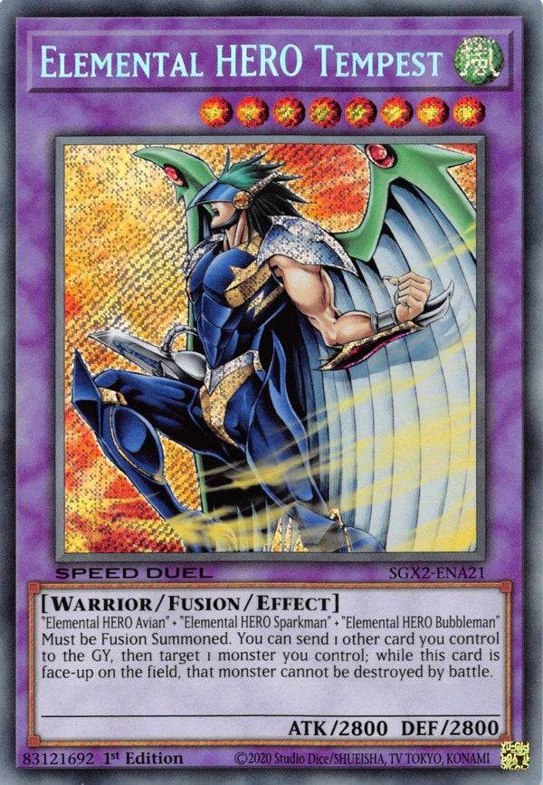 Elemental HERO Tempest [SGX2-ENA21] Secret Rare | Good Games Adelaide SA