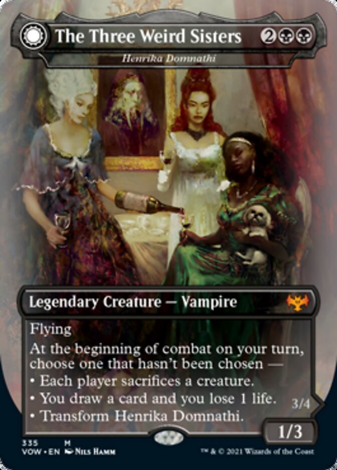 The Three Weird Sisters // Fiends of Darkest Night - Henrika Domnathi // Henrika, Infernal Seer (Borderless) (Dracula Series) [Innistrad: Crimson Vow] | Good Games Adelaide SA