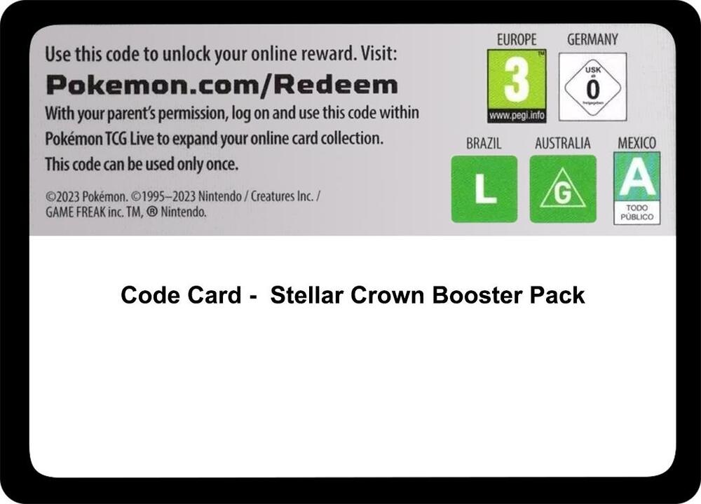 Code Card Stellar Crown Booster Pack  (SV07: Stellar Crown)  | Good Games Adelaide SA