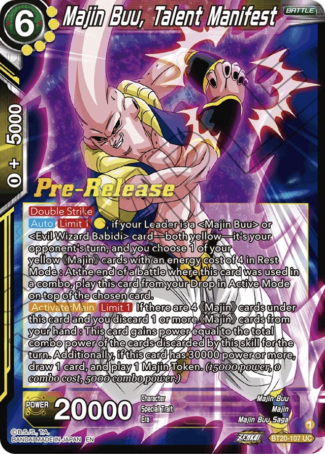 Majin Buu, Talent Manifest (BT20-107) [Power Absorbed Prerelease Promos] | Good Games Adelaide SA