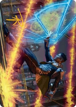 Wingshield Agent Art Card Gold Stamped Signature 14 (Art Series: Streets of New Capenna)  | Good Games Adelaide SA
