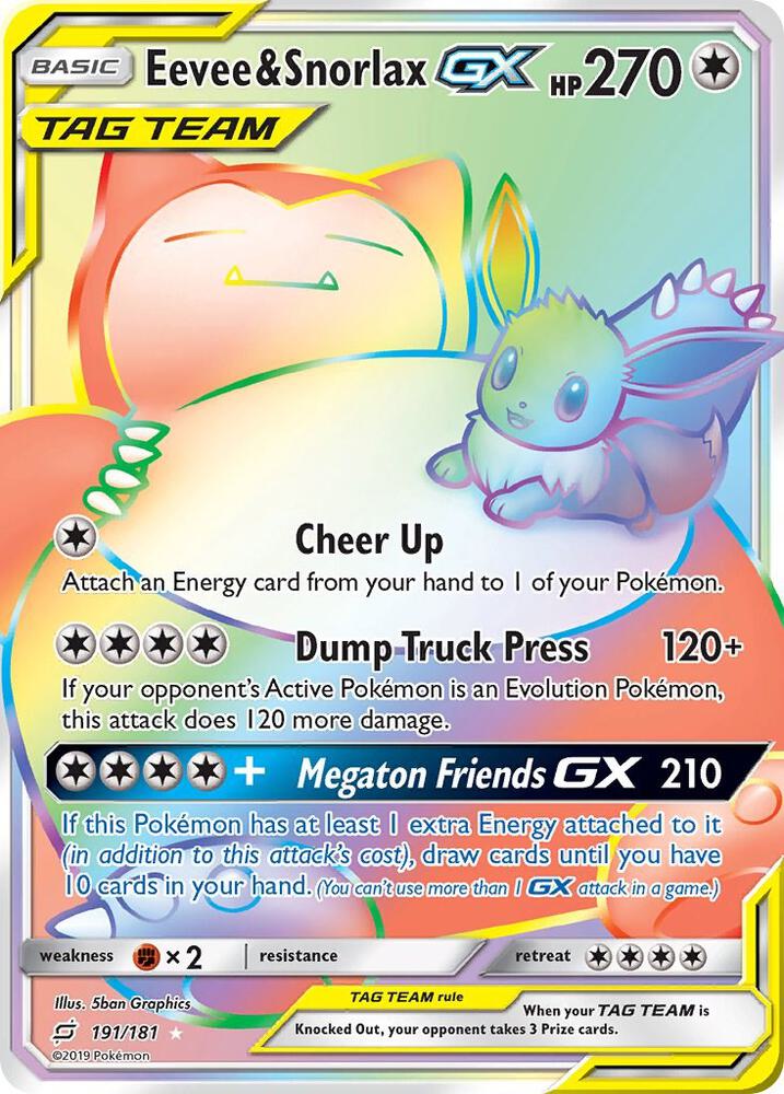 Eevee and Snorlax GX Secret 191/181 (SM - Team Up)  - Holofoil | Good Games Adelaide SA